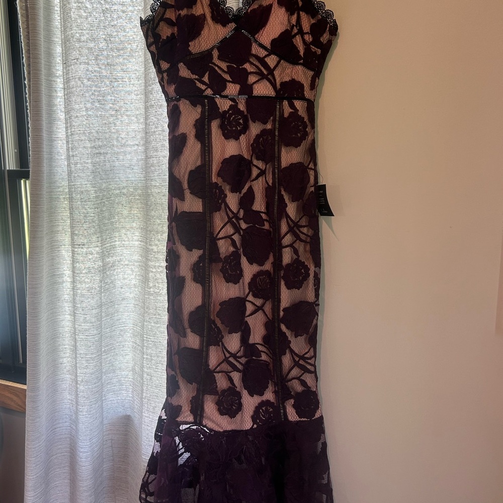 Elegant Purple Floral Lace Dress